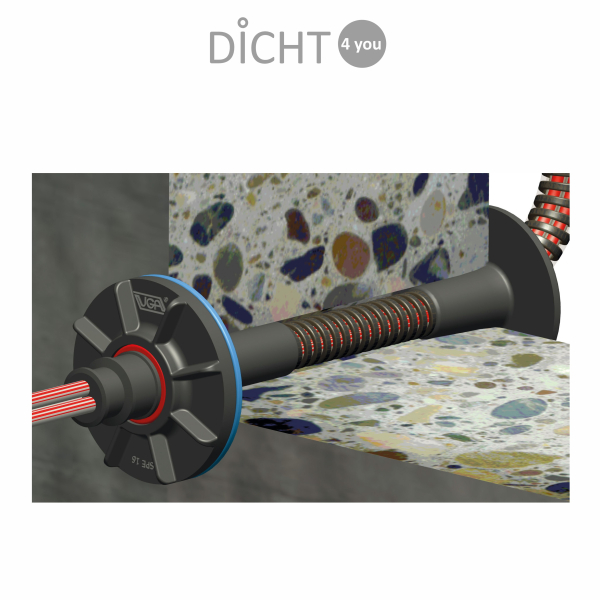 DOYMA / UGA "SPE16" Hauseinführung Sanierung Glasfaser X-LWL (25mm / 600mm / max 3 Kabel)